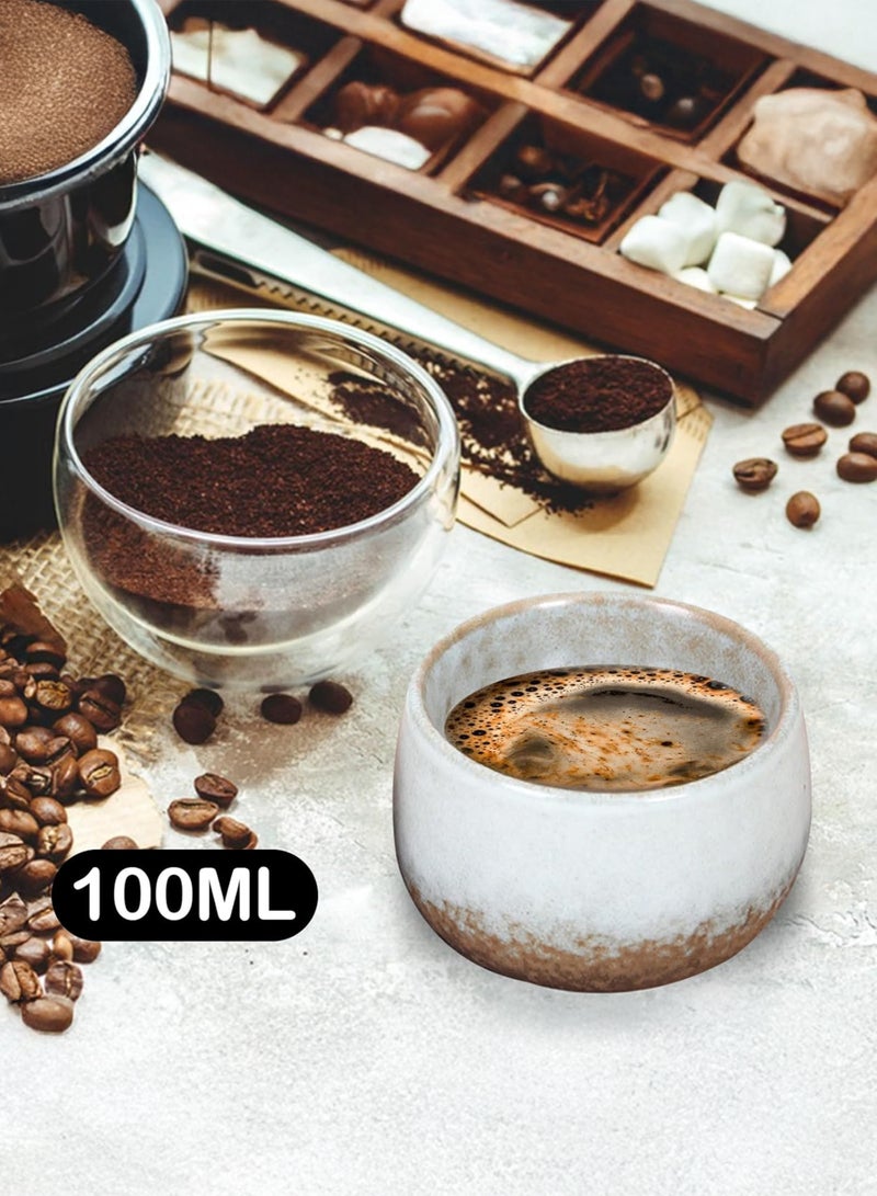 توشيونيكس طقم من 5 أكواب قهوة إسبريسو سيراميك مزدوجة الجدران متعددة الألوان سعة 100 مل - Image 4